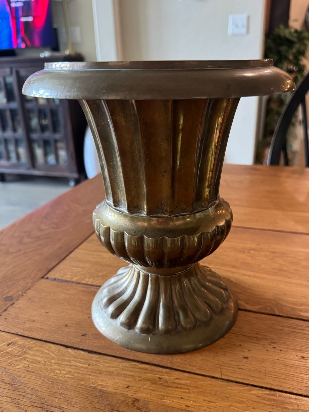 Vintage Brass Decorative Urn Vase - Heavy